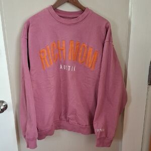 Rich Mom Pink Sweatshirt with Orange Lettering "AUSTIN"_1